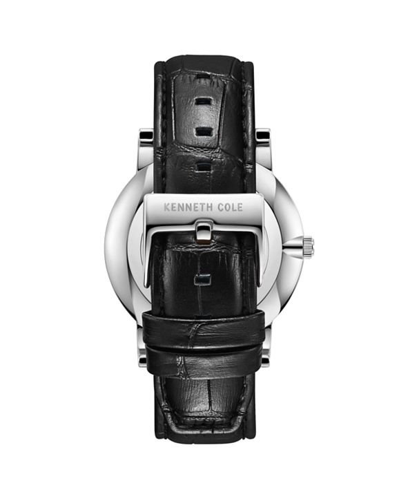 Kenneth Cole New York Men's 3 Hands Slim Silver-tone Stainless Steel Watch on Black Genuine