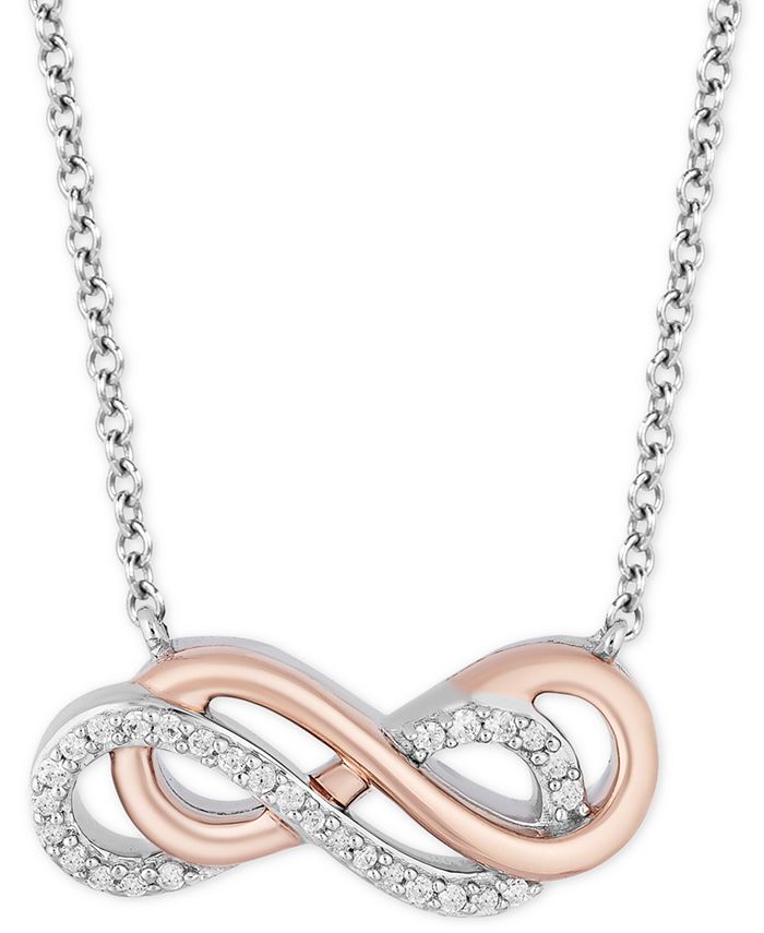 Hallmark Diamonds - Diamond Infinity Pendant Necklace (1/10 ct. t.w.) in Sterling Silver & 14k Rose Gold