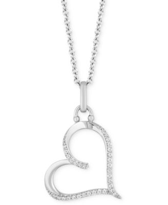 Hallmark Diamonds Heart Love Pendant (1/10 Ct. T.w.) In Sterling Silver ...