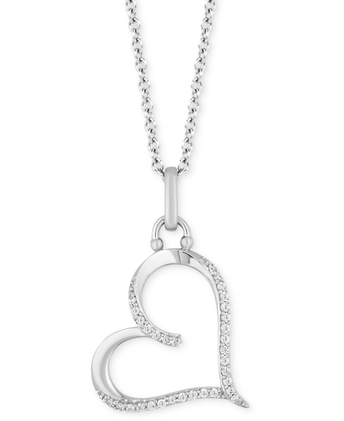 Hallmark Diamonds Tokens by Hallmark Diamonds Heart Love pendant (1/10 ct. t.w.) in Sterling Silver, 16" + 2" extender