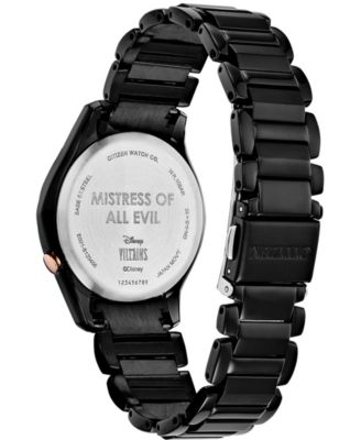 Maleficent Diamond-Accent Black Stainless Steel Bracelet Watch 34mm