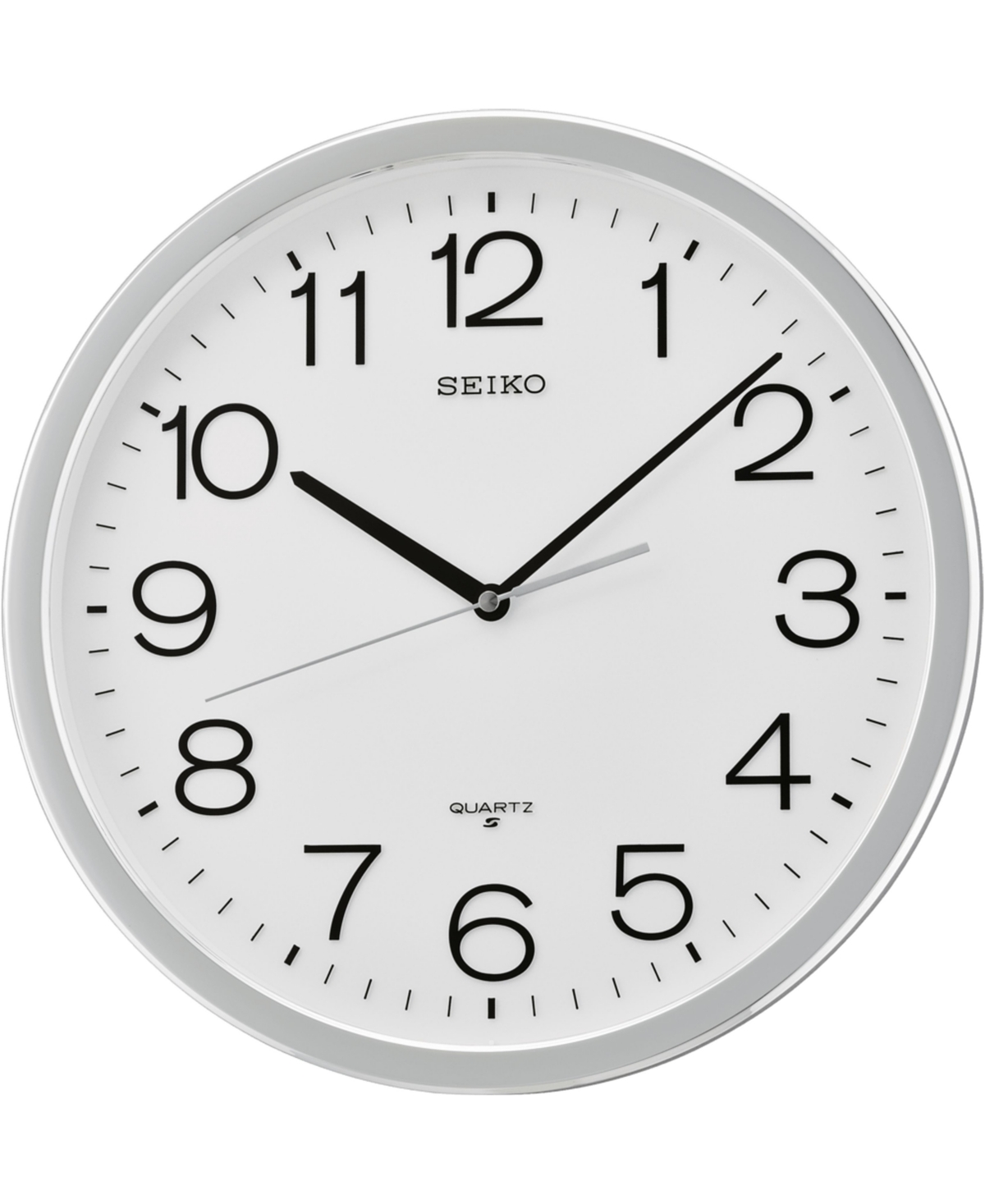 Seiko White Wall Clock In Silver  White