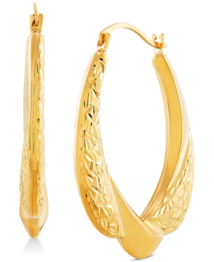 image of Draped Oval Hoop Earrings in 14k Gold