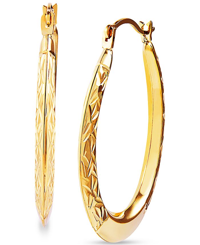 Macy's - Textured Oval Hoop Earrings in 14k Gold
