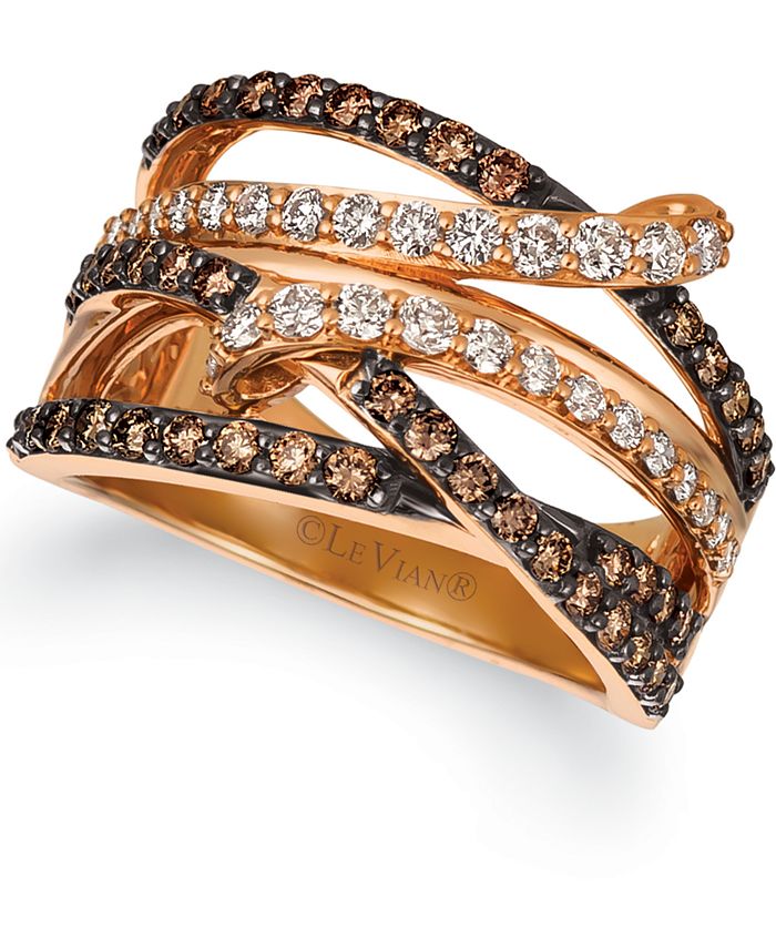 Le Vian Chocolate Diamonds® (7/8 ct. .) & Nude Diamonds® (1/2 ct. .)  Statement Ring in 14k Rose Gold & Reviews - Rings - Jewelry & Watches -  Macy's