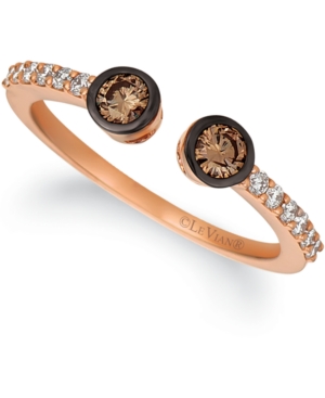 image of Le Vian Chocolatier Chocolate Diamond (1/4 ct. t.w.) and Vanilla Diamond (1/6 ct. t.w.) Cuff Ring in 14k Rose Gold