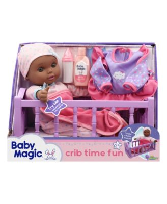 Baby Magic Crib Time Fun Play Set with Toy Baby Doll Makes 6 Sounds