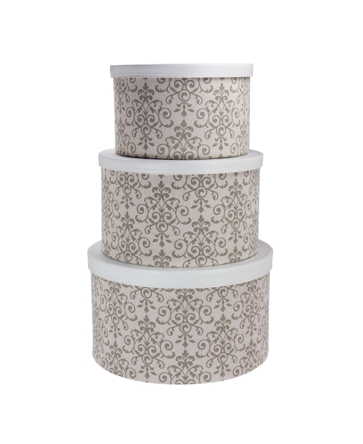 HOUSEHOLD ESSENTIALS ROUND HAT BOXES WITH LIDS, SET OF 3