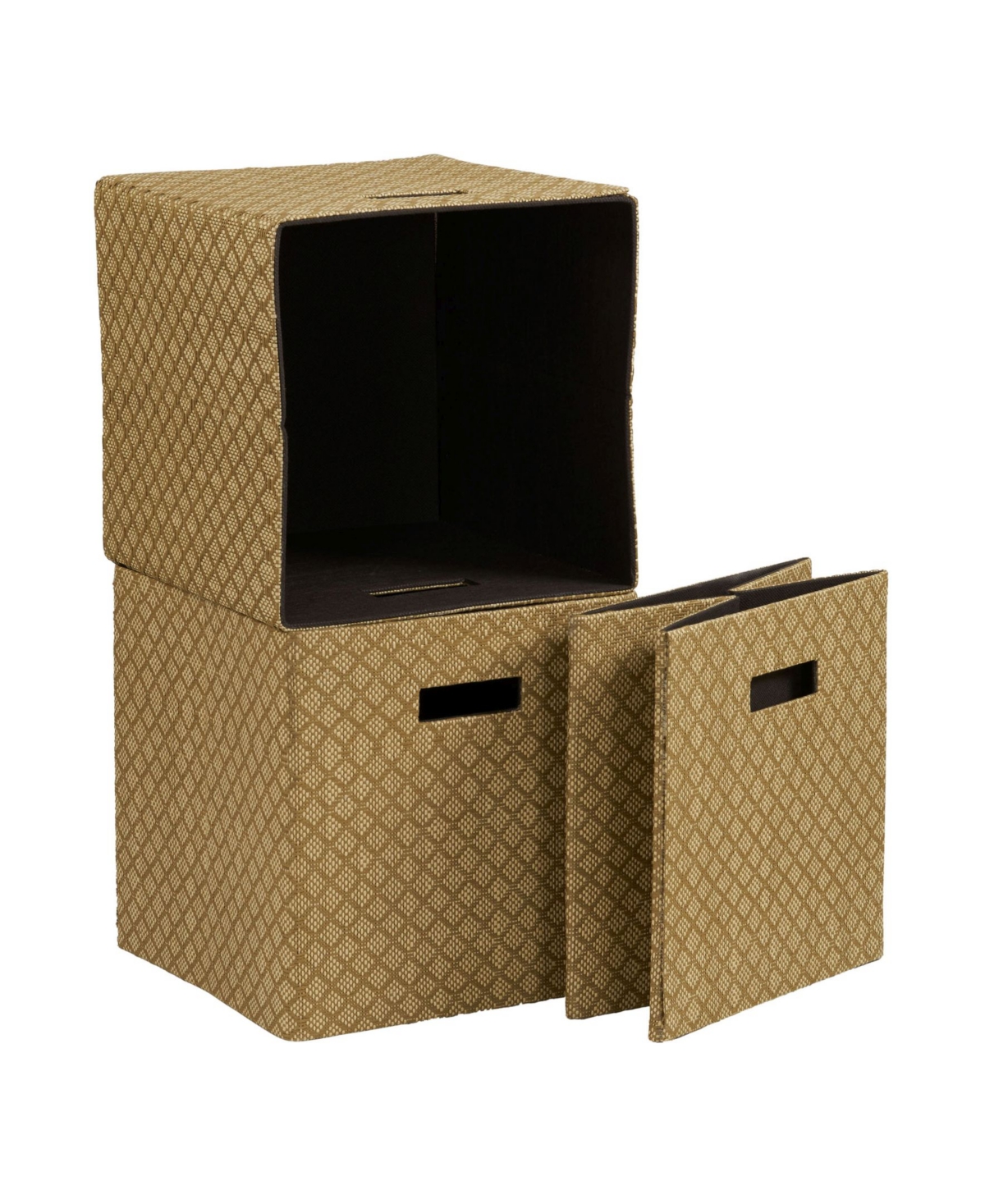 Shop Household Essentials Paper Cloth Bins, Set Of 3 In Olive Gold-tone