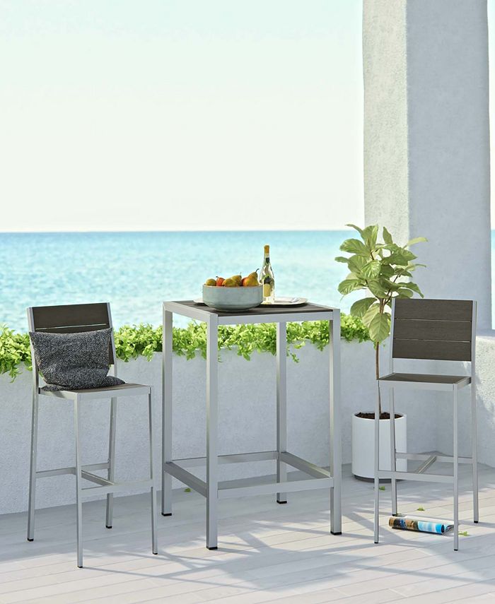 Modway Shore Outdoor Patio Aluminum Outdoor Pub Set 3 Piece Macy's