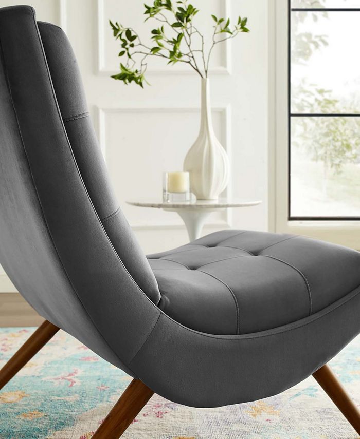 Modway Ramp Upholstered Performance Velvet Lounge Chair and Ottoman Set