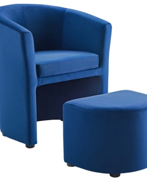 Modway Divulge Performance Velvet Arm Chair and Ottoman Set