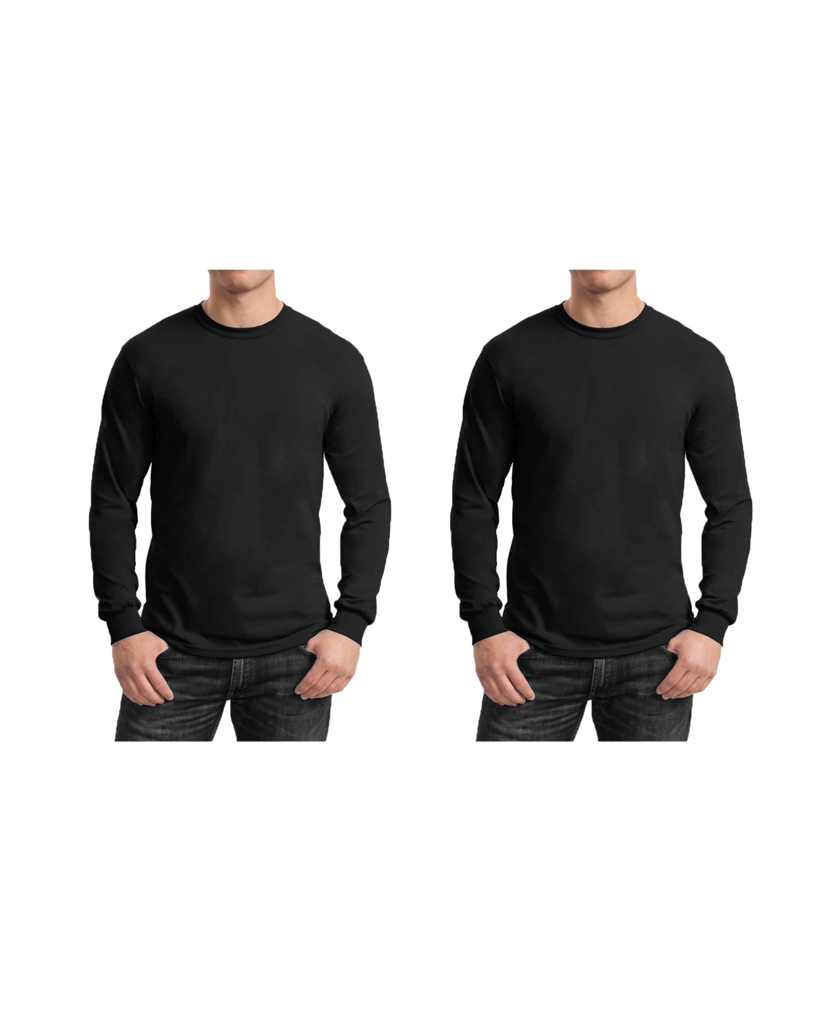 Men's 2-Pack Egyptian Cotton-Blend Long Sleeve Crew Neck Tee - Black x