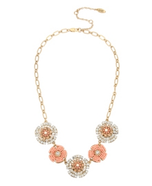 image of Miriam Haskell New York Woven Beaded Flower Frontal Necklace