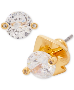 image of Kate Spade New York Gold-Tone Cubic Zirconia Mini 2-Prong Stud Earrings