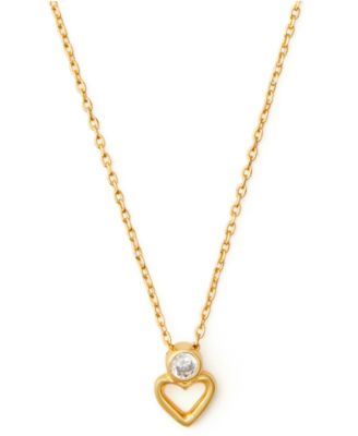 kate spade new york - Gold-Tone Heart & Cubic Zirconia Pendant Necklace, 16" + 3" extender