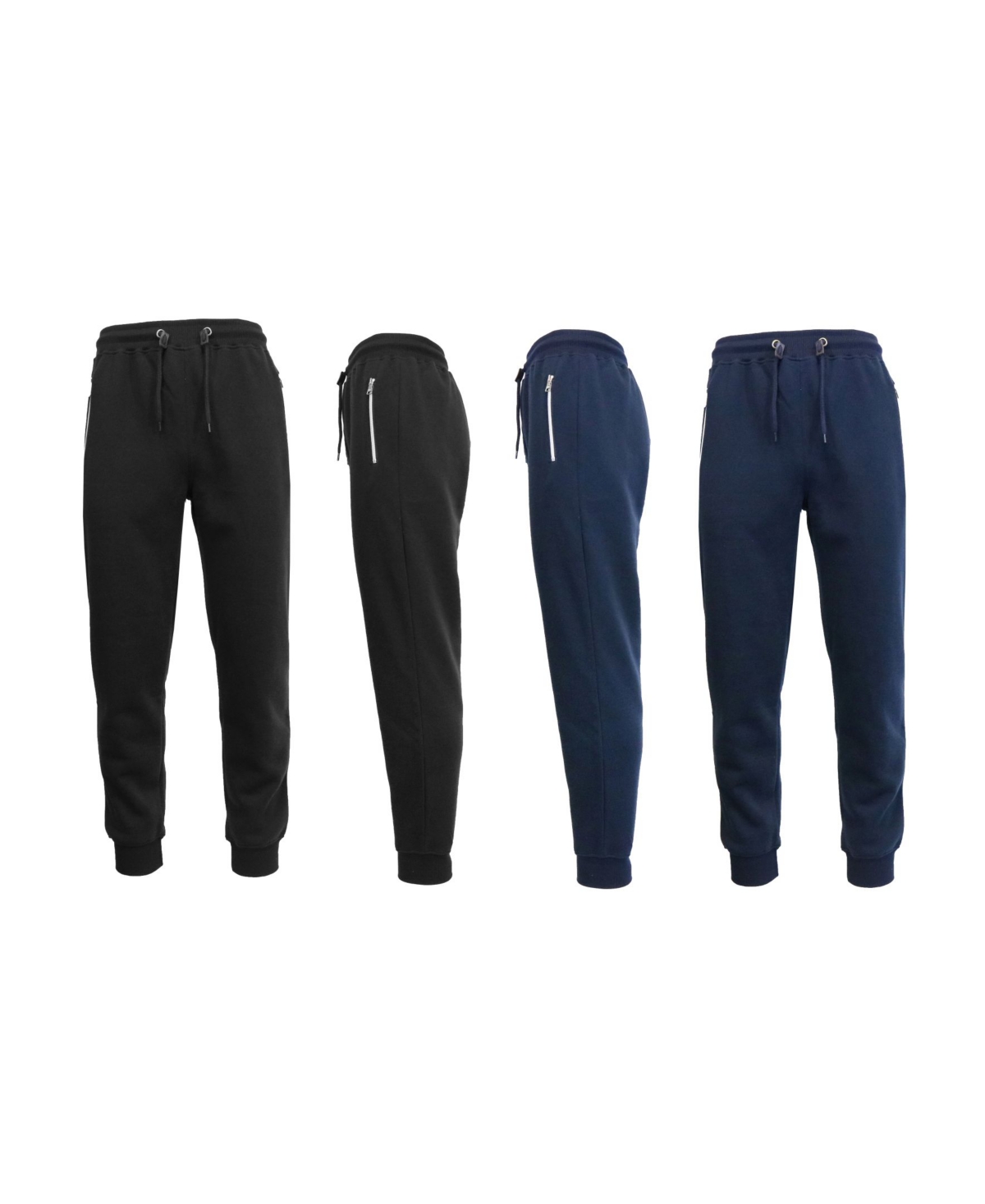 Galaxy By Harvic Men's 2-Packs Slim Fit Fleece Joggers with Zipper Pockets