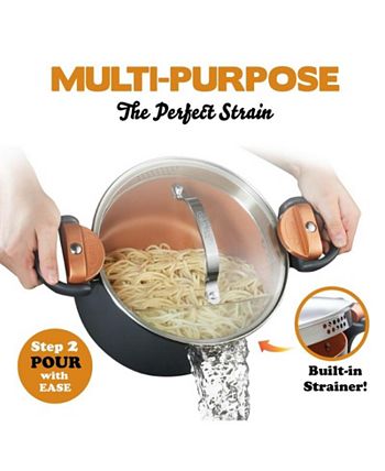 Gotham® Pasta Pot  The New Non-Stick Pasta Pot With Glass Lid and Built in  Strainer!