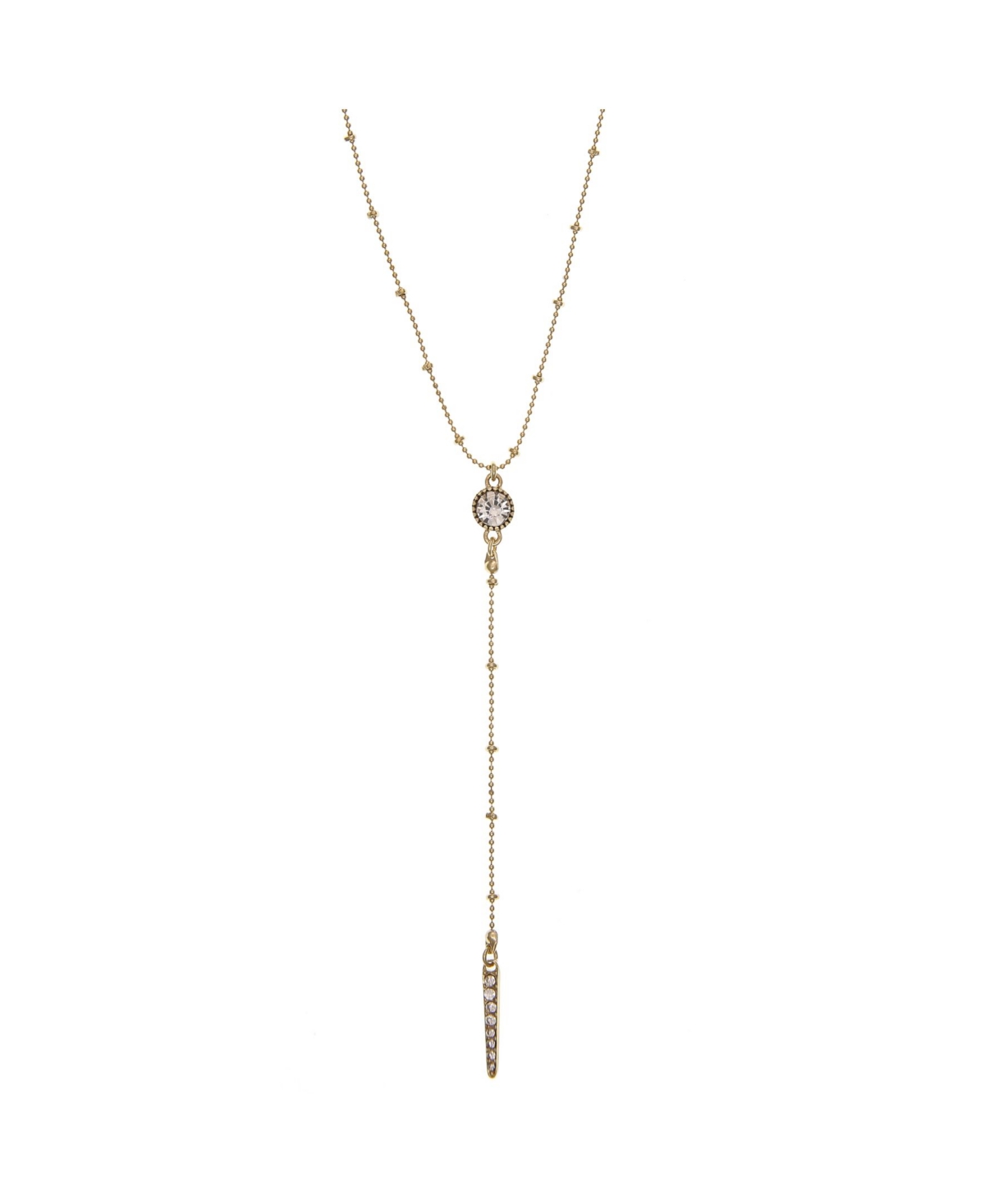Crystal Circle Bar 25" Lariat Necklace - Gold-tone