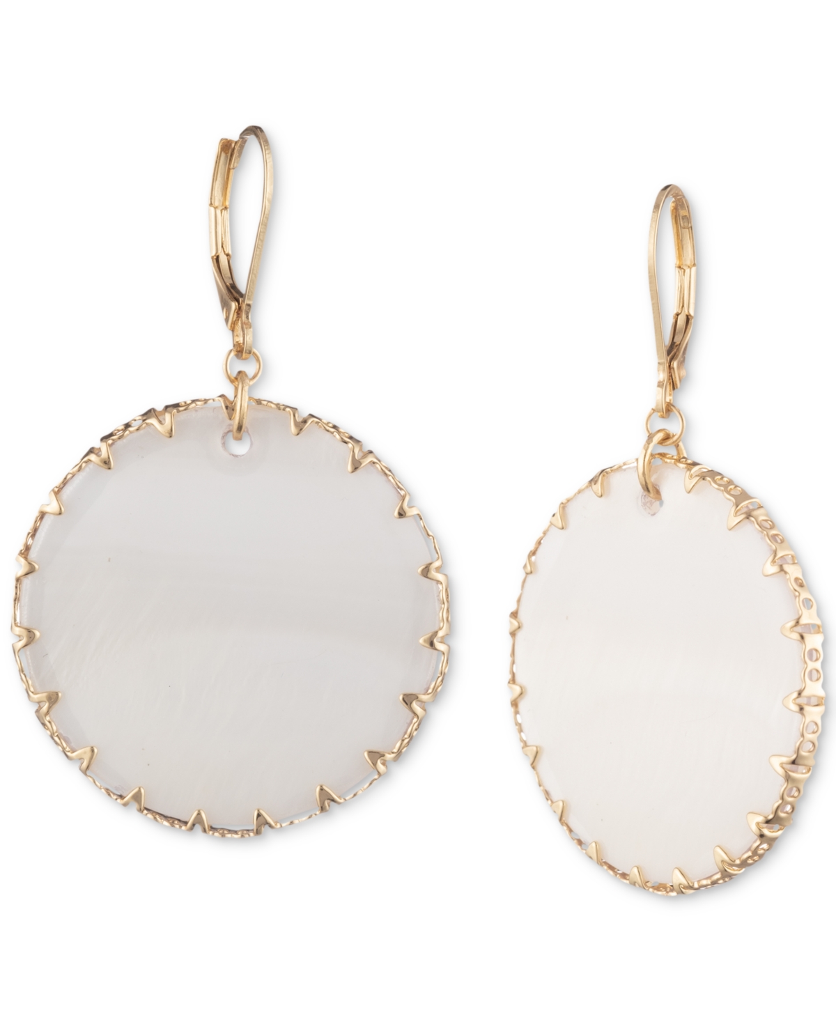 Gold-Tone & Colored Disc Drop Earrings - White