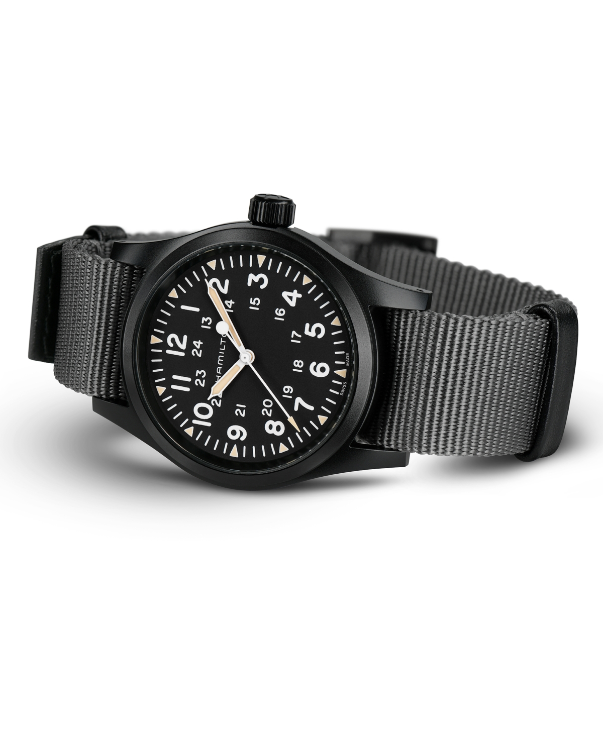 Shop Hamilton Unisex Swiss Mechanical Khaki Field Black Nato Strap Watch 38mm In No Color
