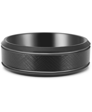 image of Men-s Textured Bevel Edge Band in Black Ion-Plated Tantalum