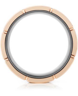 Men's Two-Tone Notched Band in Rose & Black Ion-Plated Tantalum