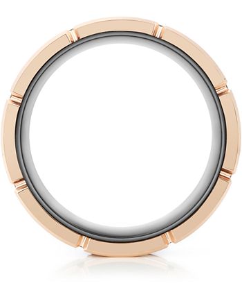 Macy's - Men's Two-Tone Notched Band in Rose & Black Ion-Plated Tantalum