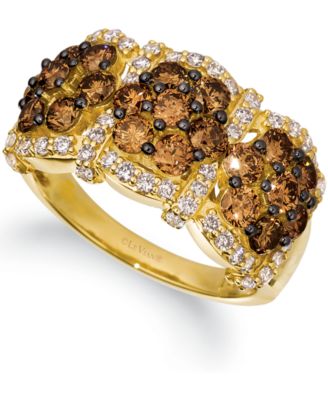 Le Vian - Chocolate Diamond (1-3/4 ct. t.w.) & Nude Diamond (1/2 ct. t.w.) Triple Cluster Ring in 14k Gold