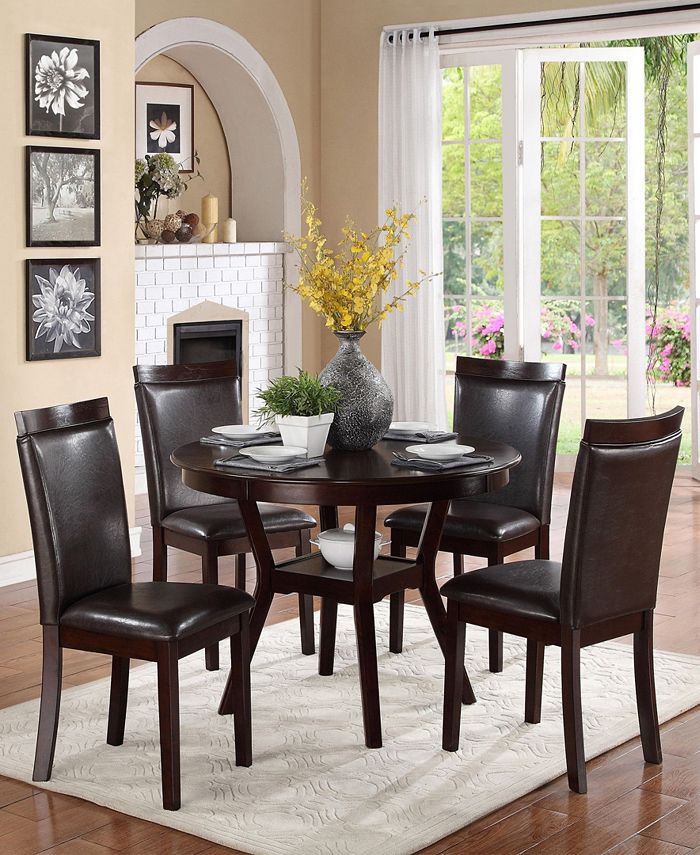 Furniture Homelegance Dover Round Dining Table and Chairs, Set of 5 ...