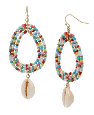 image of Jessica Simpson Puka Shell Beaded Gold-Tone Drop Earrings
