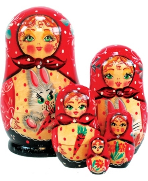 G.debrekht 5 Piece Bunny Russian Matryoshka Nested Doll Set In Multi