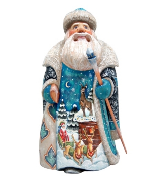 G.debrekht Woodcarved Hand Painted Santa Figurine In Multi