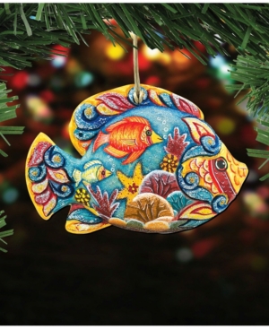 Designocracy Tropical Fish Wooden Christmas Ornament Set of 2