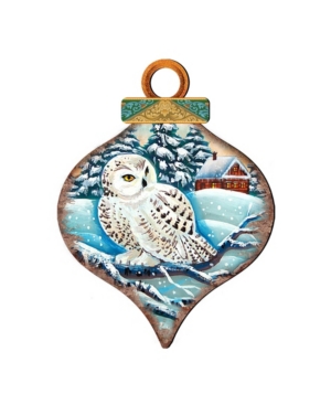 Designocracy White Owl Drop Wooden Ornaments Set of 2