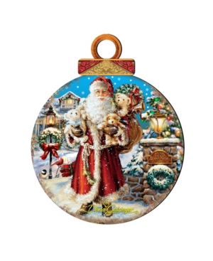Designocracy By Dona Gelsinger Silent-night-santa Ornament, Set Of 2 In Multi