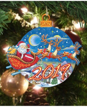 Designocracy 2019 Up And Away Dated Wooden Christmas Ornament, Set Of 2 In Multi