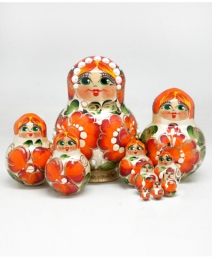 G.debrekht Flower In Gold 10 Piece Russian Matryoshka Nested Doll Set In Multi
