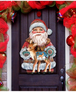 Designocracy Holiday Fawn Christmas Door Hanger In Multi