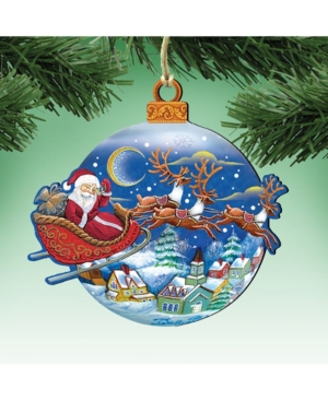 Designocracy Up and Away Wooden Christmas Ornament Set of 2