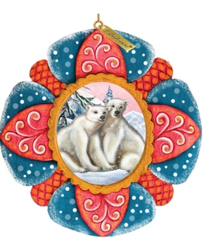 G.debrekht Hand Painted Scenic Ornament Polar Bear In Multi