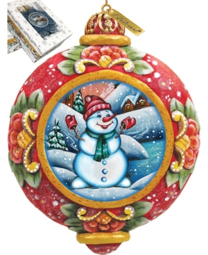 G.debrekht Hand Painted Scenic Ornament Snowman In Multi
