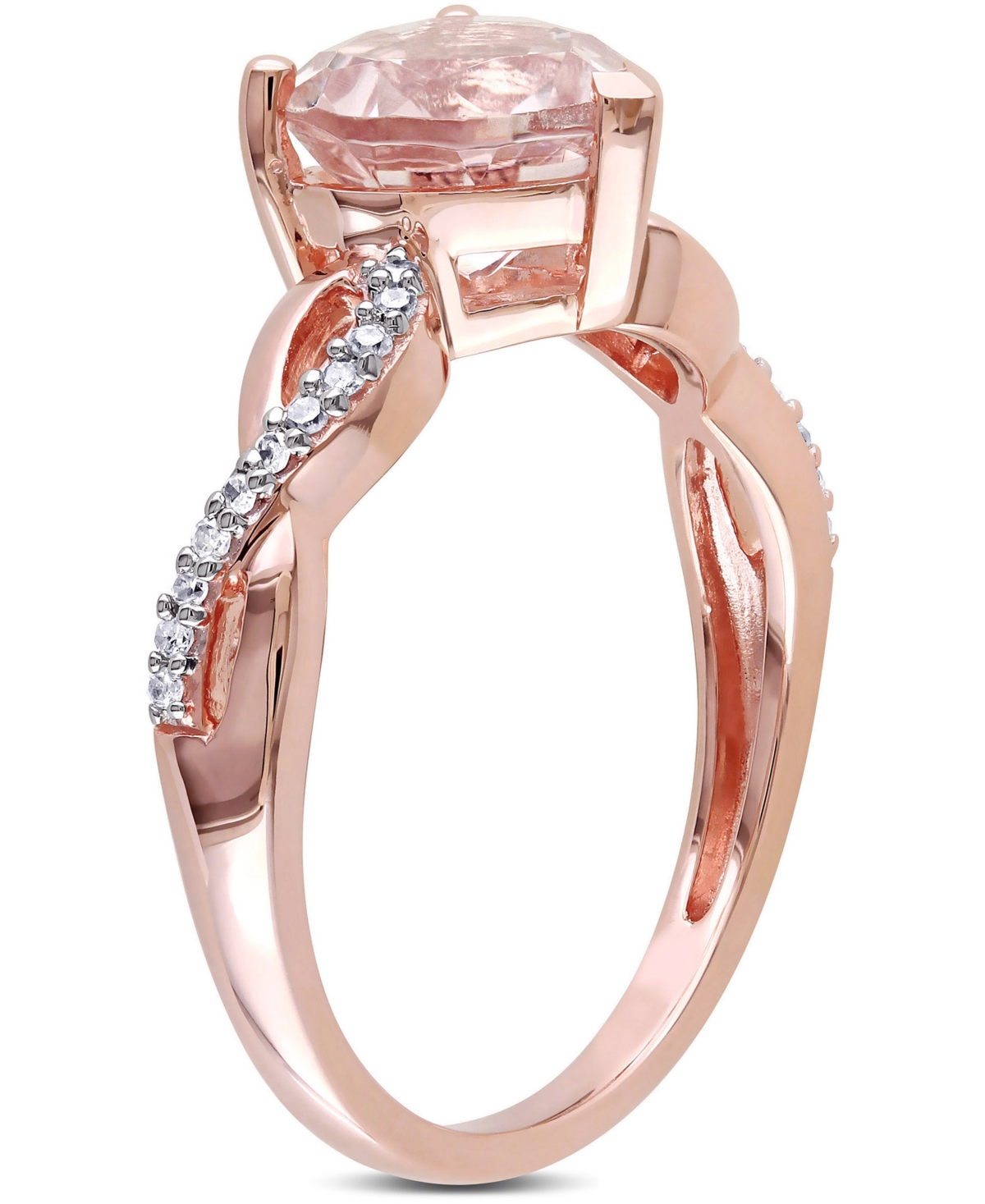 (1-3/4 ct. t.w.) & Diamond (1/10 ct. t.w.) Heart Ring in 10k Rose Gold - Morganite