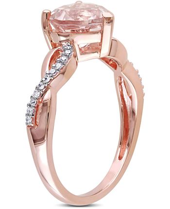 Macy's - Morganite (1-3/4 ct. t.w.) & Diamond (1/10 ct. t.w.) Heart Ring in 10k Rose Gold