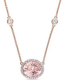 Multi-Gemstone (4-4/5 ct. t.w.) & Diamond (1/6 ct. t.w.) Halo 17" Pendant Necklace in 14k Rose Gold