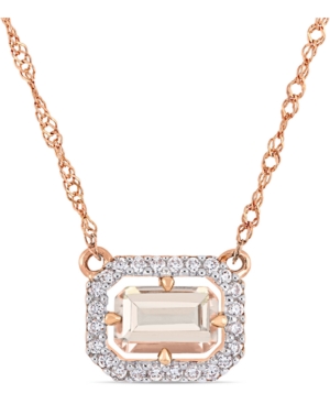 image of Morganite (3/5 ct. t.w.) & Diamond (1/10 ct. t.w.) Halo 17