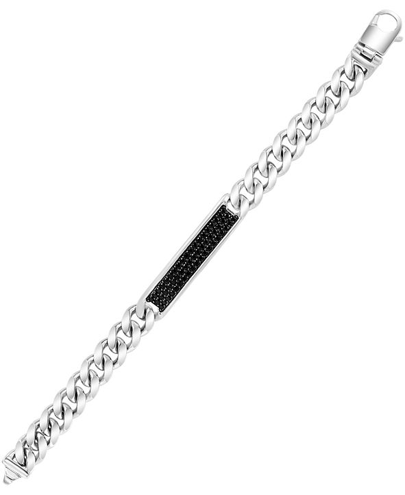 EFFY Collection EFFY® Men's Black Spinel Cluster Curb Link Bracelet in ...