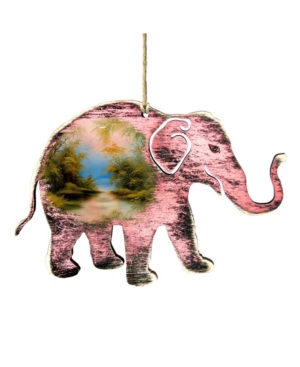 Designocracy Rustic Elephant Wooden Ornaments Set of 2
