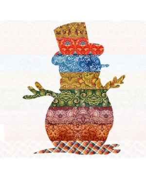 Designocracy Country Quilted Snowman Wooden Ornament Set of 2