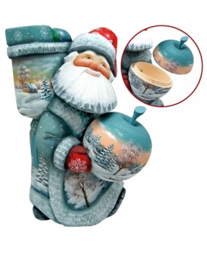 G.debrekht Woodcarved Hand Painted Christmas Ball Santa Figurine In Multi